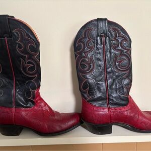 Nocona Red and Black Boots Lizard skin